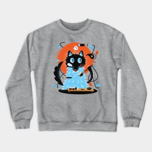 Graffiti Style Black Cat and Sushi Crewneck Sweatshirt